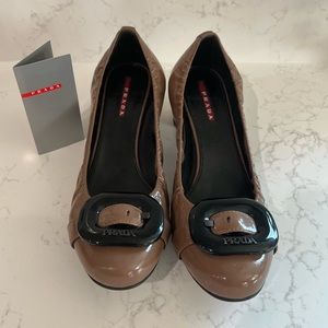 PRADA Dark Rose Buckle Pumps